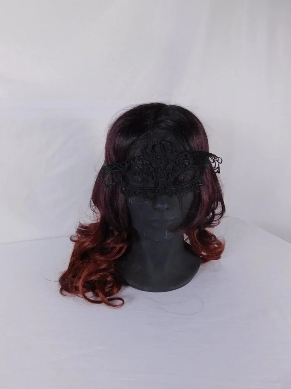 Mask Headpiece Womens One Size Black Lace Floral Embroidered Party Formal